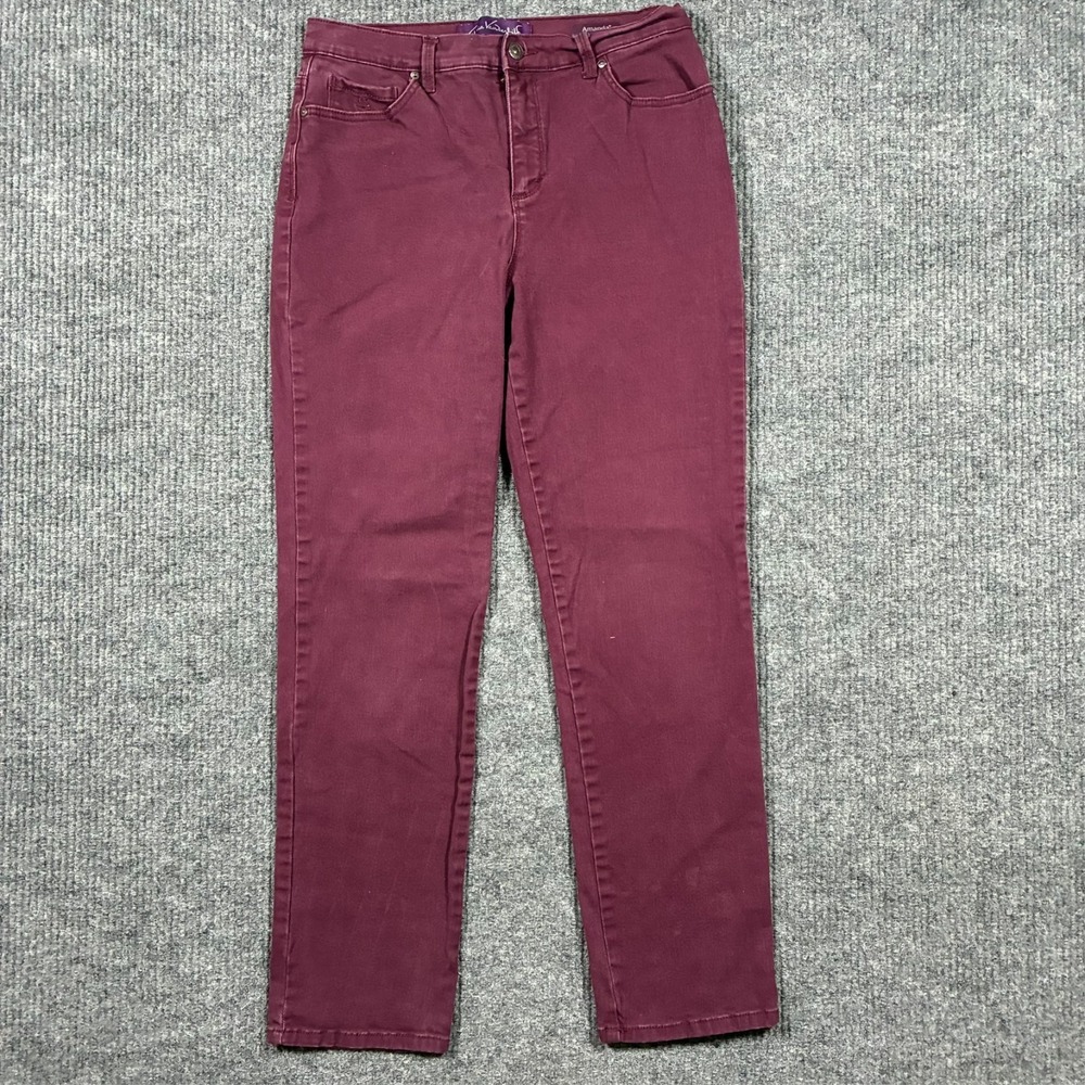 Gloria Vanderbilt Amanda Womens Jeans 8 Maroon Straight Stretch Mid Rise